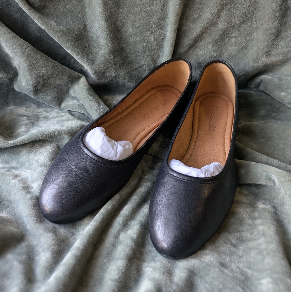 New Madewell Alana Ballet Flat Black Leather - Picture 2 of 5